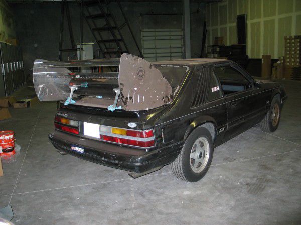 A new spoiler that looks very out of place on an old car