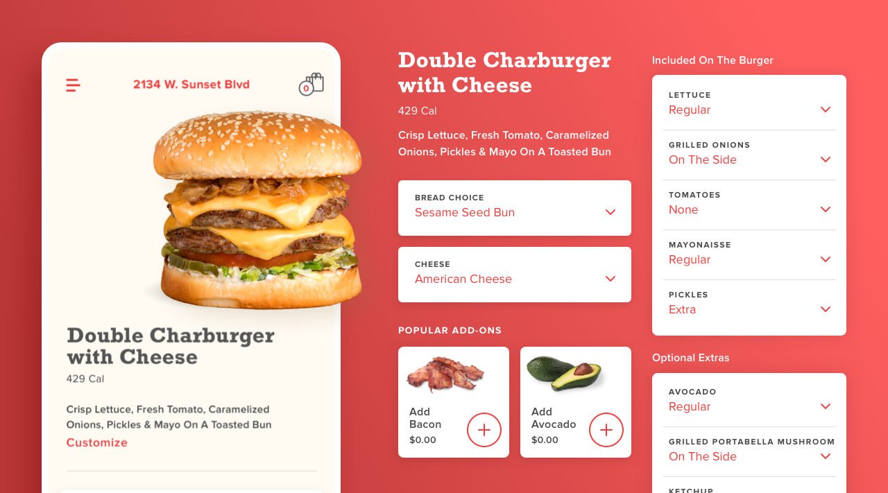 Habit Burger Mobile App - Customization Options