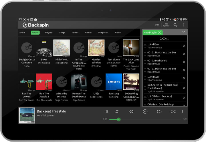 Backspin Albums Screen - on tablet