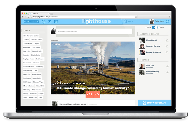 The web app version of Lighthouse on a laptop