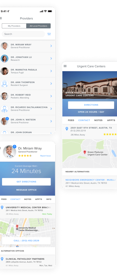 Doc Clocker screenshots for provider ratings.