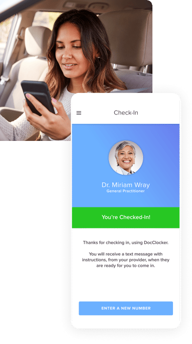 Doc Clocker screenshots for appointment check in.
