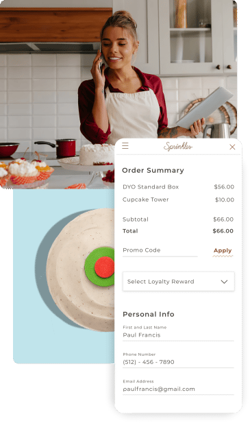 Screenshots of cupcakes web app and related photographs.