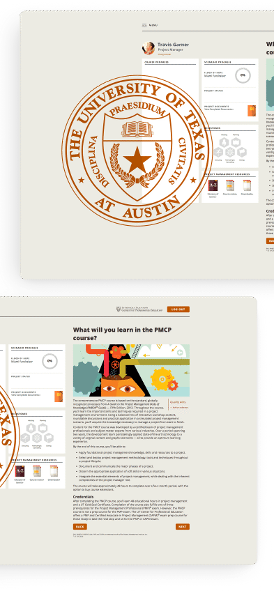 A screenshot of the University of Texas web application.