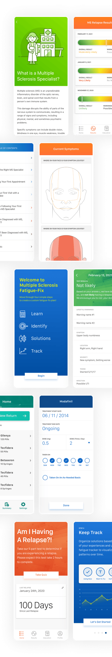 A series of screenshots from the UTSW mobile applications.