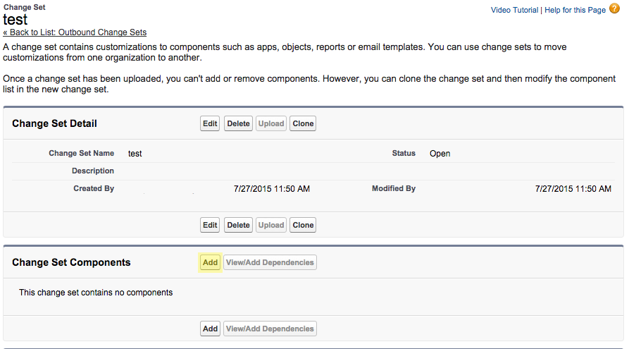 Add components to Change Set