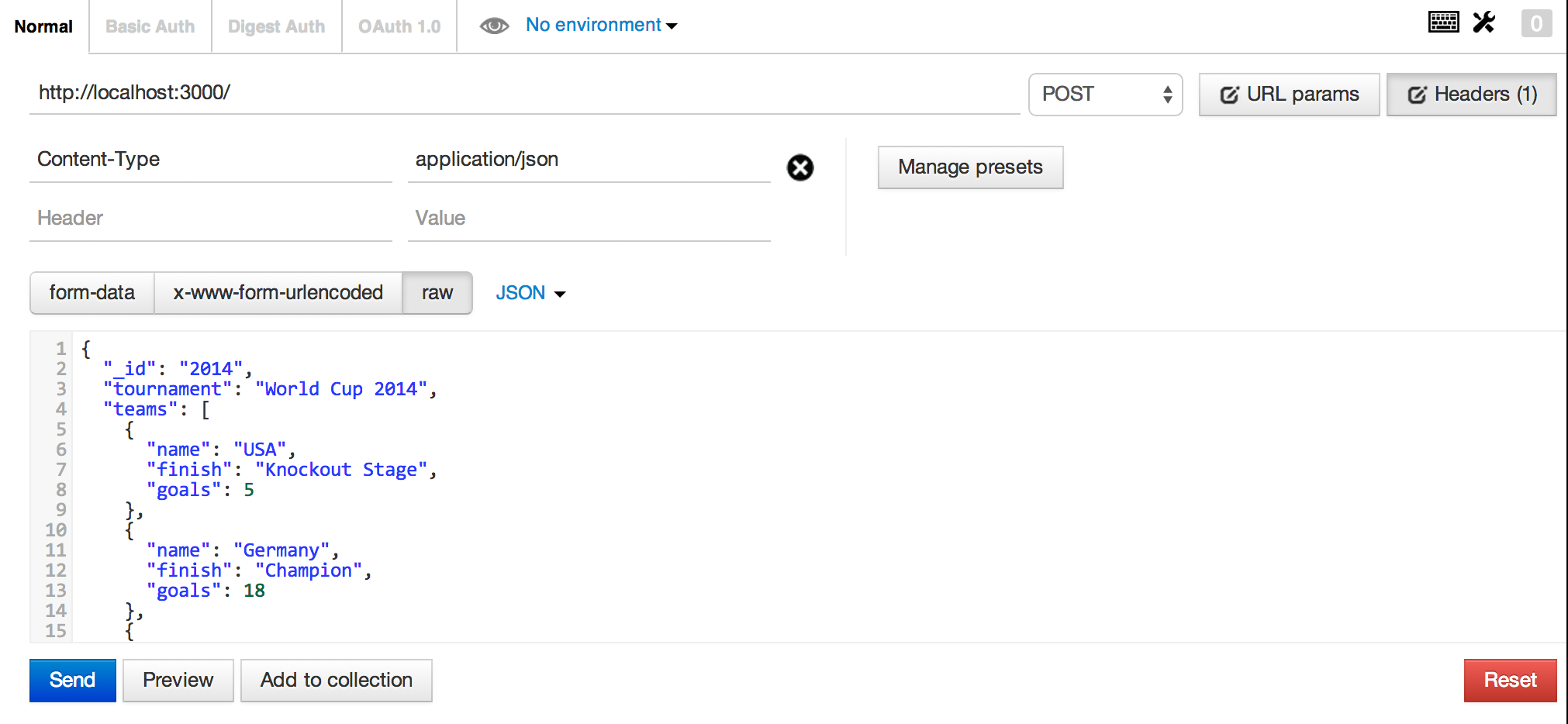 Sending JSON REST API Request with Postman